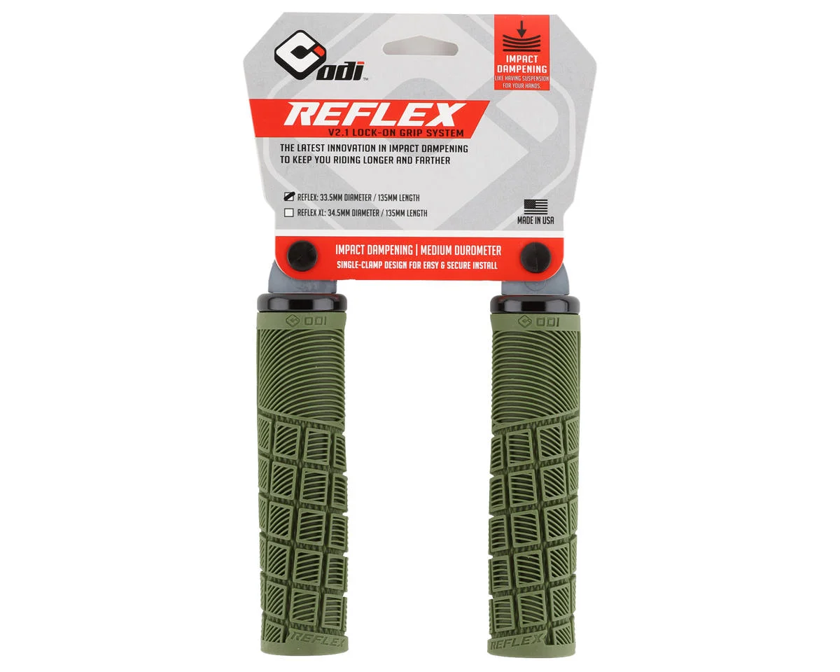 ODI Reflex MTB Grips (Green) (Lock-On) (Regular) - view 2
